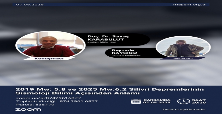 “2019 Mw: 5.8 ve 2025 Mw:6.2 Silivri Depremlerinin Sismoloji Bilimi Açısından Anlamı” Sunumu